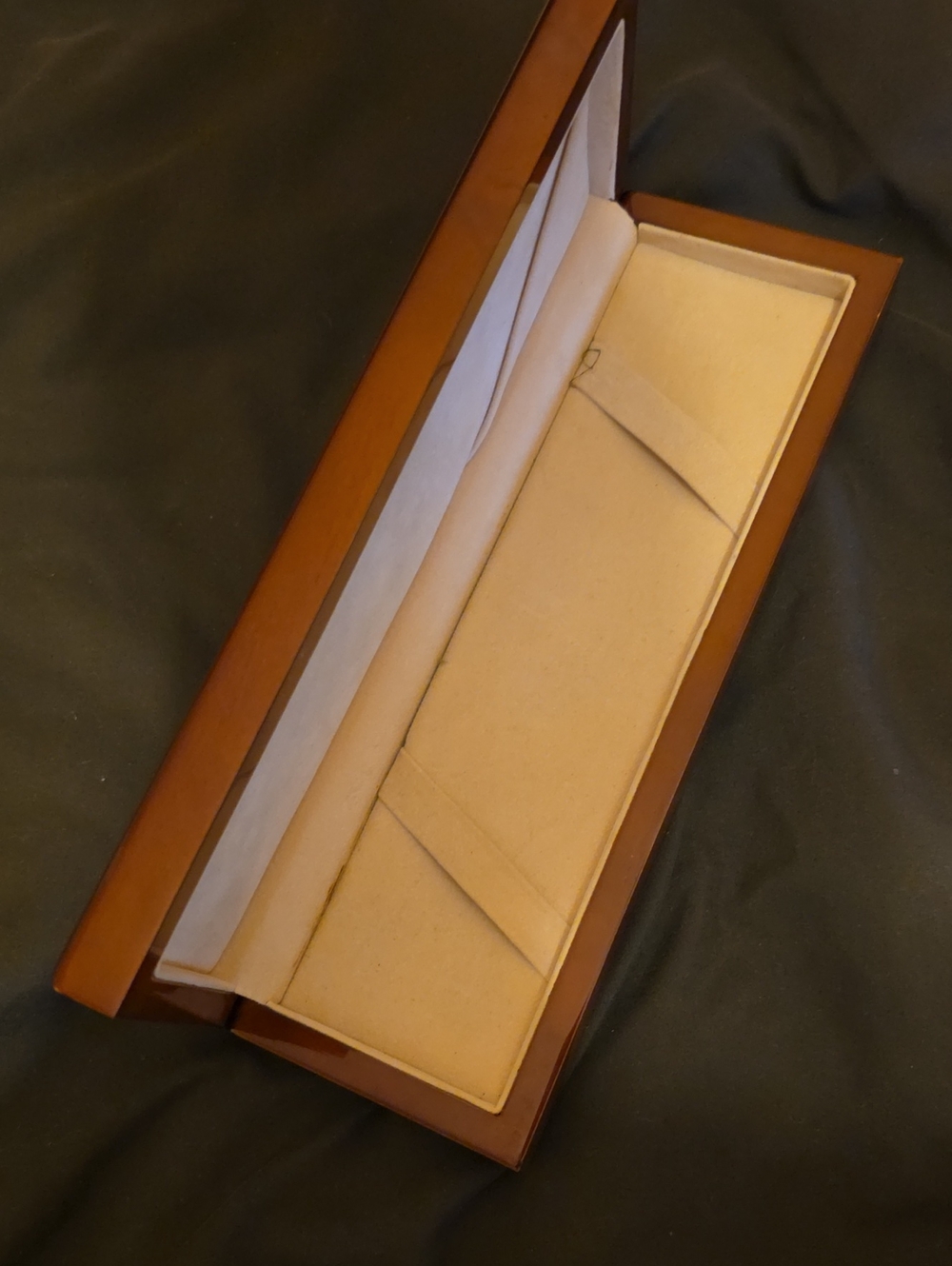 Wooden Jewelry Box with Beige Suede Interior